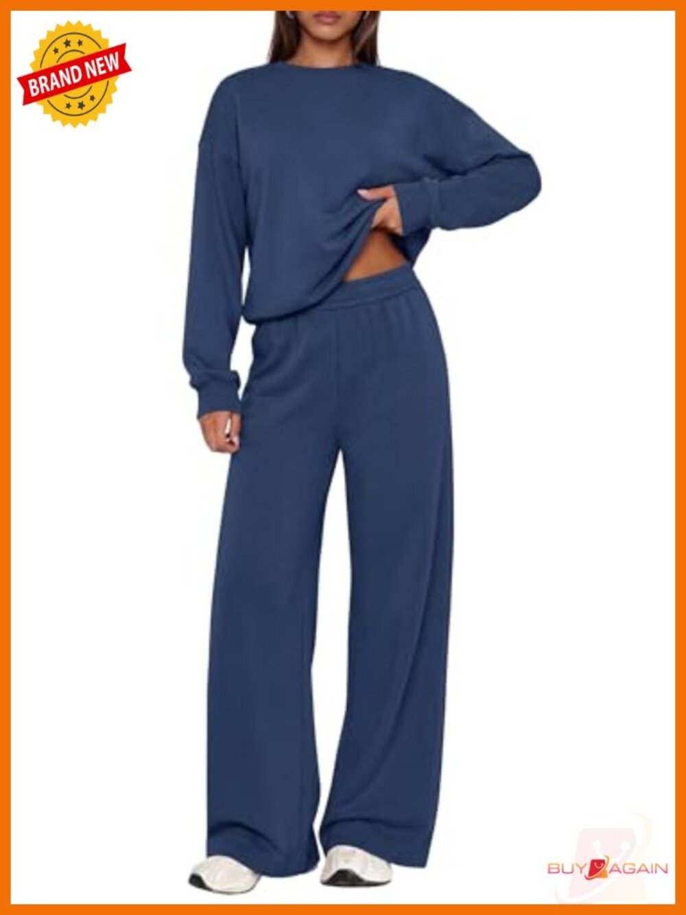 2 Piece Lounge Set Womens Fleece Terry Sweatsuit Wide Leg Sweatpants